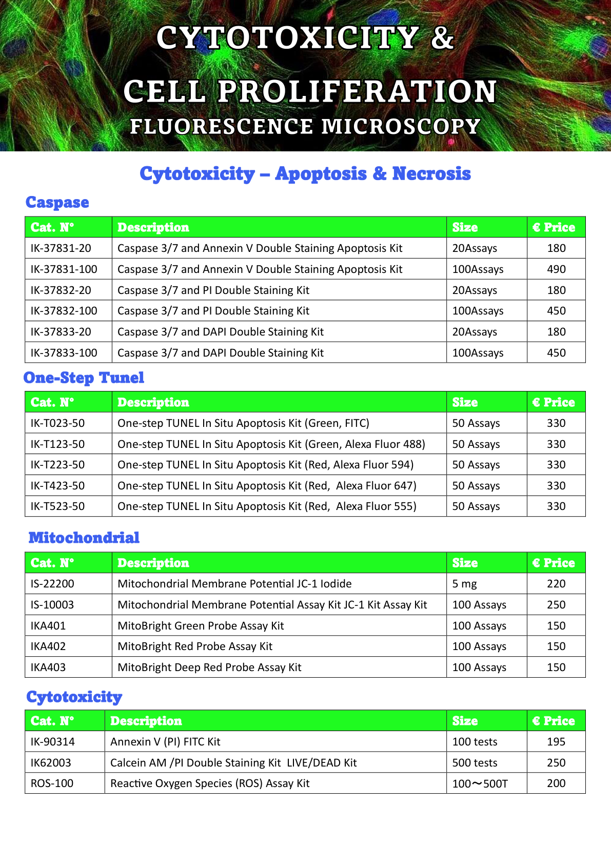 CYTOXICITY & CELL PROLIFERATION FLUORESCENCE MICROSCOPY  FLYER